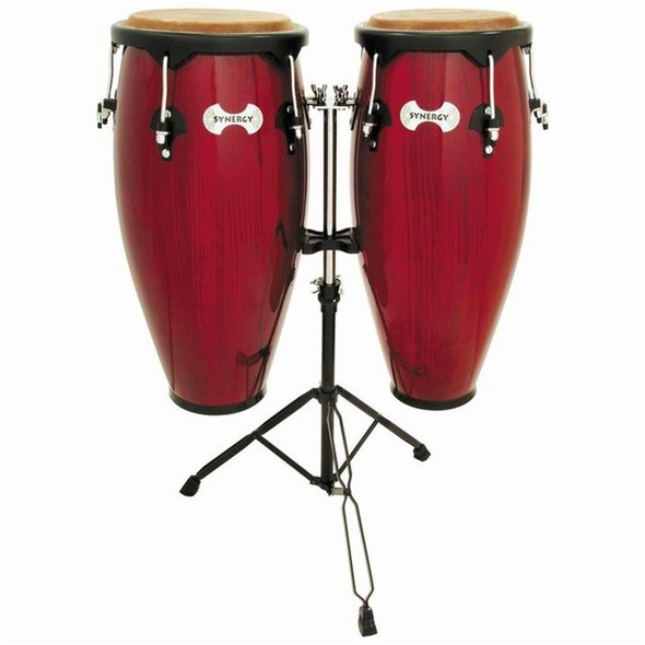 Toca Synergy Wood Conga Set with Stand, Rio Red Toca Synergy Wood Conga Set with Stand, Rio Red