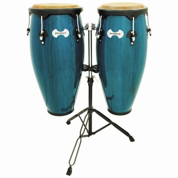 Toca Synergy Wood Conga Set with Stand, Bahama Blue Toca Synergy Wood Conga Set with Stand, Bahama Blue
