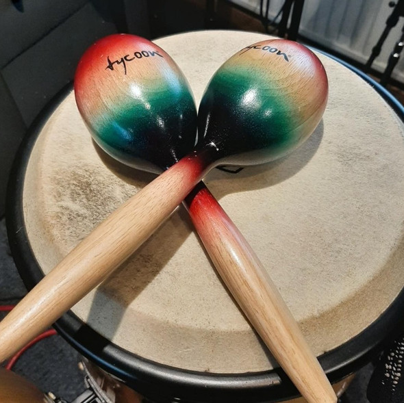 Tycoon Percussion Wooden Maracas Rainbow Finish Tycoon Percussion Wooden Maracas Rainbow Finish