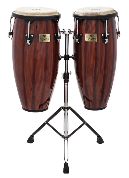 Tycoon Percussion Artist Hand-Painted Series Brown Congas 10" & 11" with Double Stand Tycoon Percussion Artist Hand-Painted Series Brown Congas 10" & 11" with Double Stand