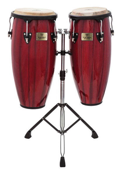Tycoon Percussion Artist Hand-Painted Series Red Congas 10" & 11" with Double Stand Tycoon Percussion Artist Hand-Painted Series Red Congas 10" & 11" with Double Stand