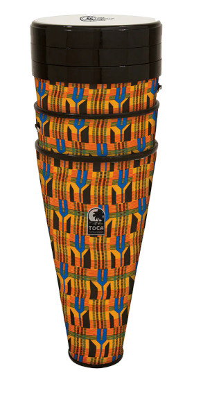Toca TSSNA-3PCK-FP Sympatico‚ Nesting Ashiko Set of 3 - 12" Head, Kente Cloth, Pretuned Fiberskin Heads