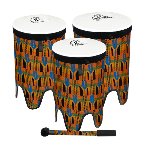 Toca Sympatico Nesting Tom-Toms Set of 3 - 12"/14"/16", Kente Cloth Pretuned Fiber w/ Dot TSSNT-3PCK-FDP Toca Sympatico Nesting Tom-Toms Set of 3 - 12"/14"/16", Kente Cloth Pretuned Fiber w/ Dot TSSNT-3PCK-FDP