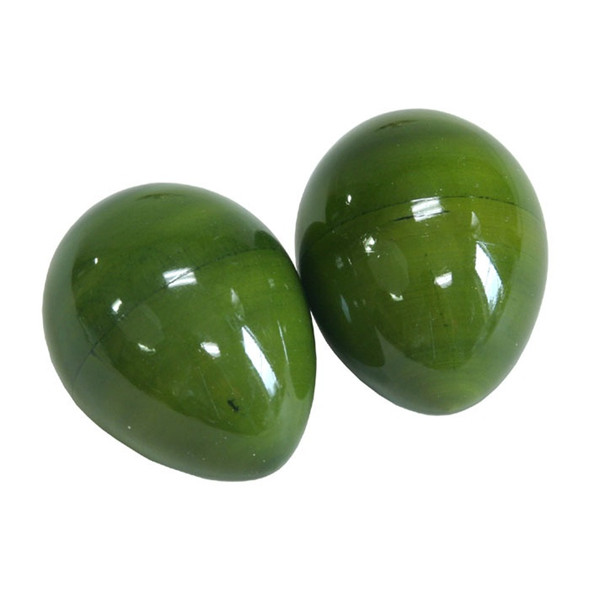 Green Wooden Egg Shakers, Pair Green Wooden Egg Shakers, Pair