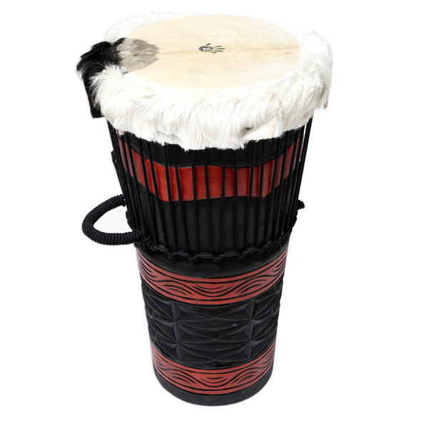 12" Ashiko - Hand Carved Mahogany - Red and Black