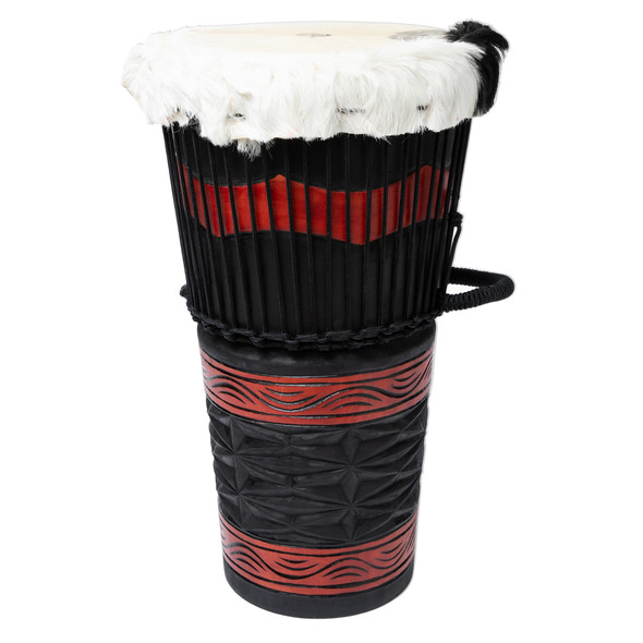 12" Ashiko - Hand Carved Mahogany - Red and Black