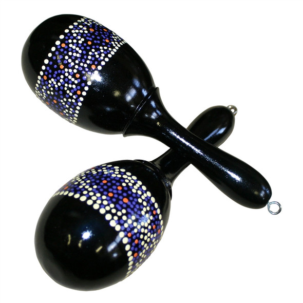 Hand Painted Wooden Maracas, Pair Hand Painted Wooden Maracas, Pair